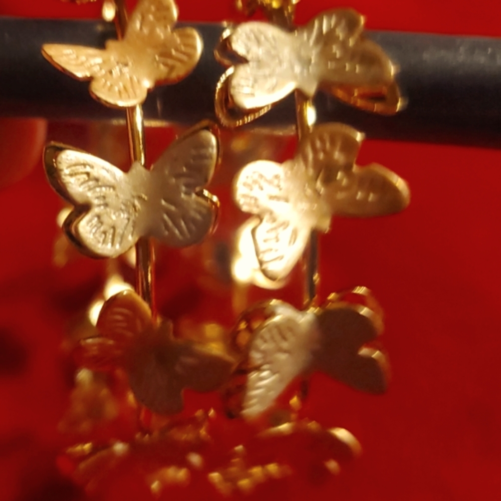 Rose Gold 3D Butterfly Hoop Earrings